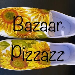 NEW Hand Painted Sunflowers on Slip ons - Special Orders Accepted as Well